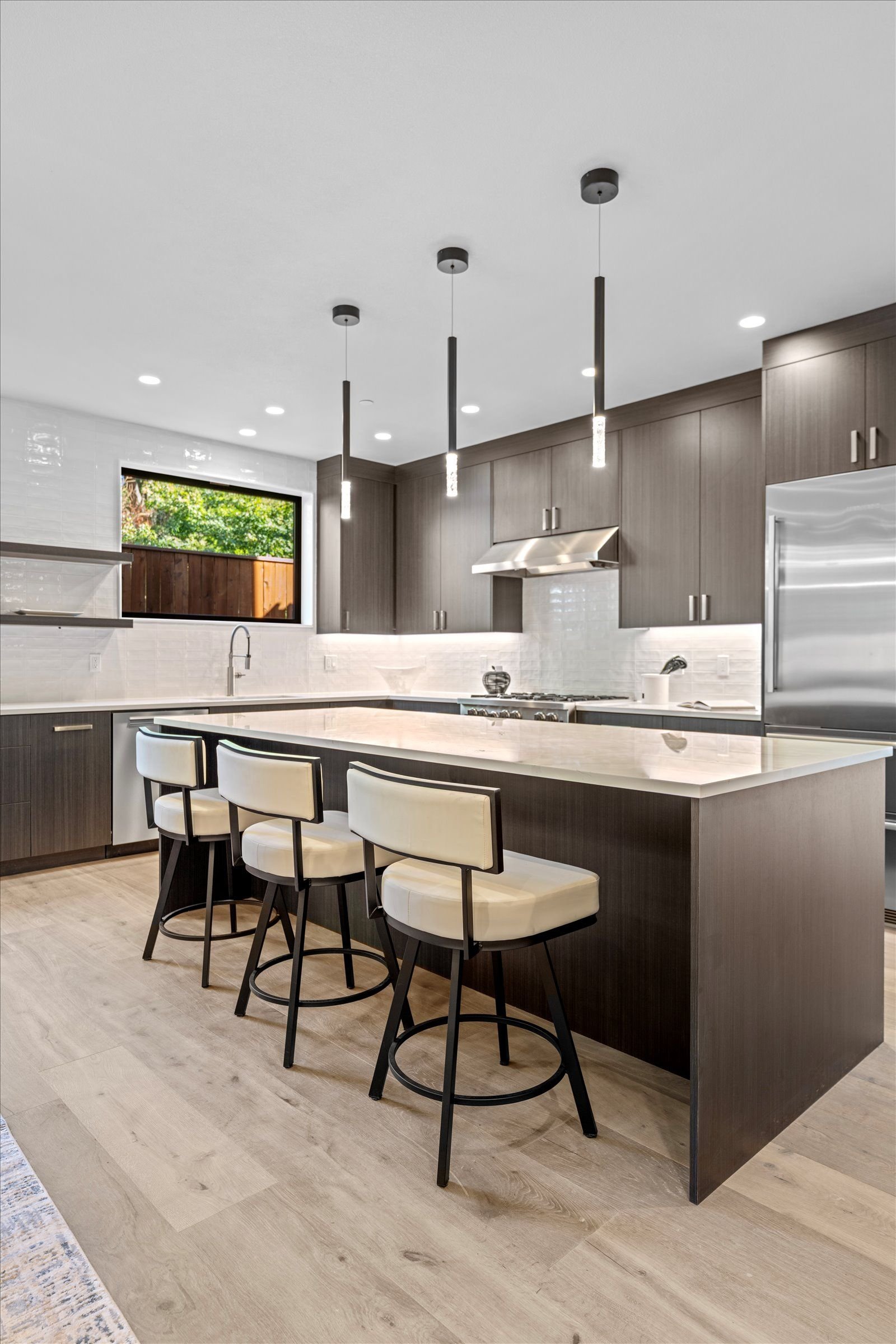 Kitchen island with pendant lighting