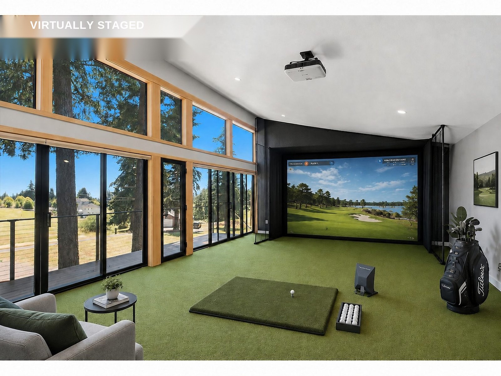 Mountain Road golf simulator, virtually staged