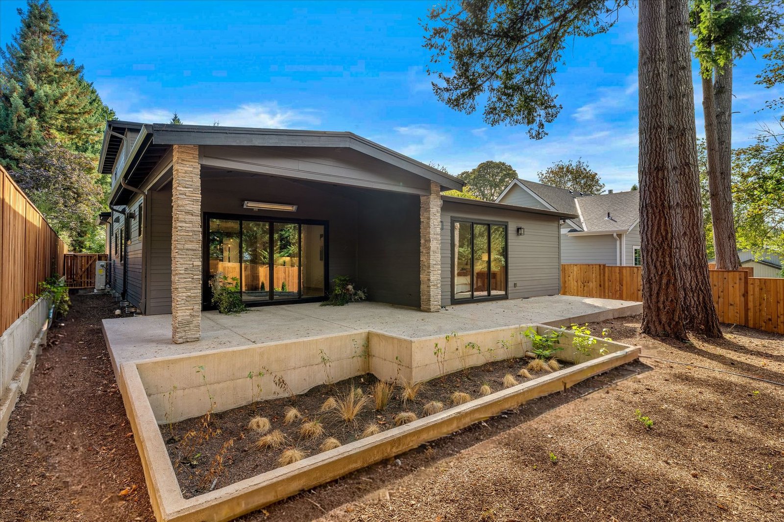 Covered stone patio
